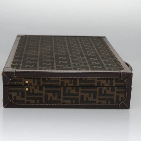 FENDI Attache case Zucca Canvas Trunk Black Brown Auth 113581 - Picture 4 of 16